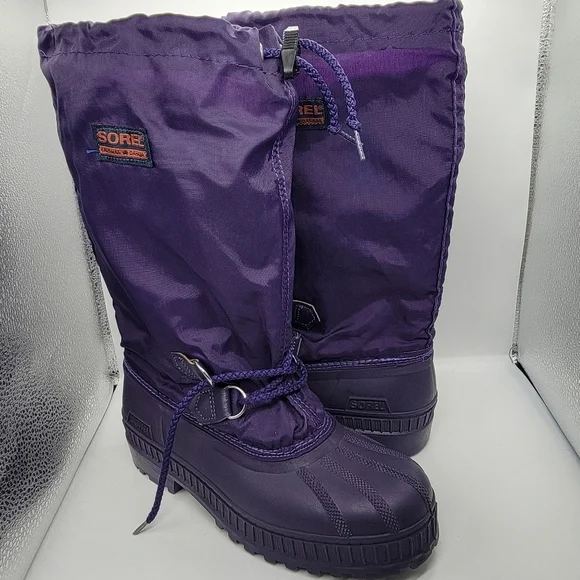 VTG Sorel Women's 5 Purple Winter Snow Boots Felt Liner Insulated Waterproof - Picture 1 of 16
